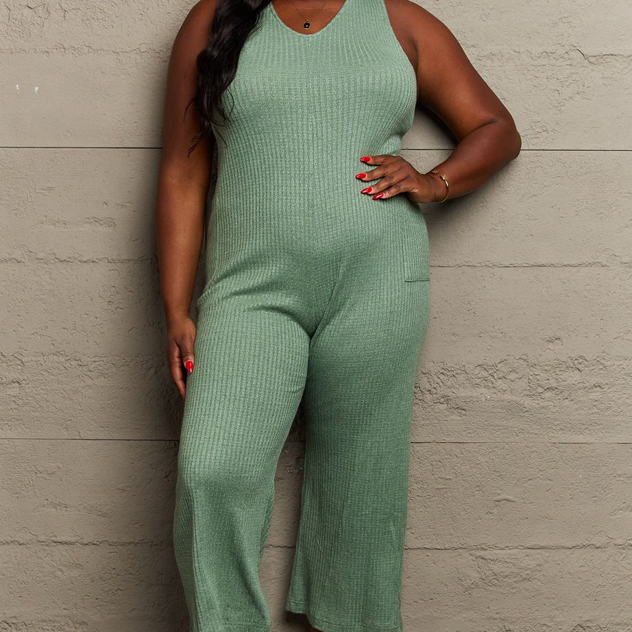 HEYSON Don't Get It Twisted Full Size Rib Knit Jumpsuit