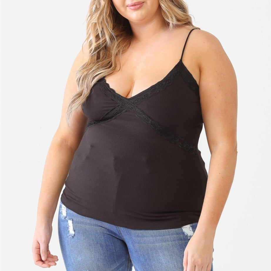 Zenobia Plus Size Lace Detail V-Neck Cami