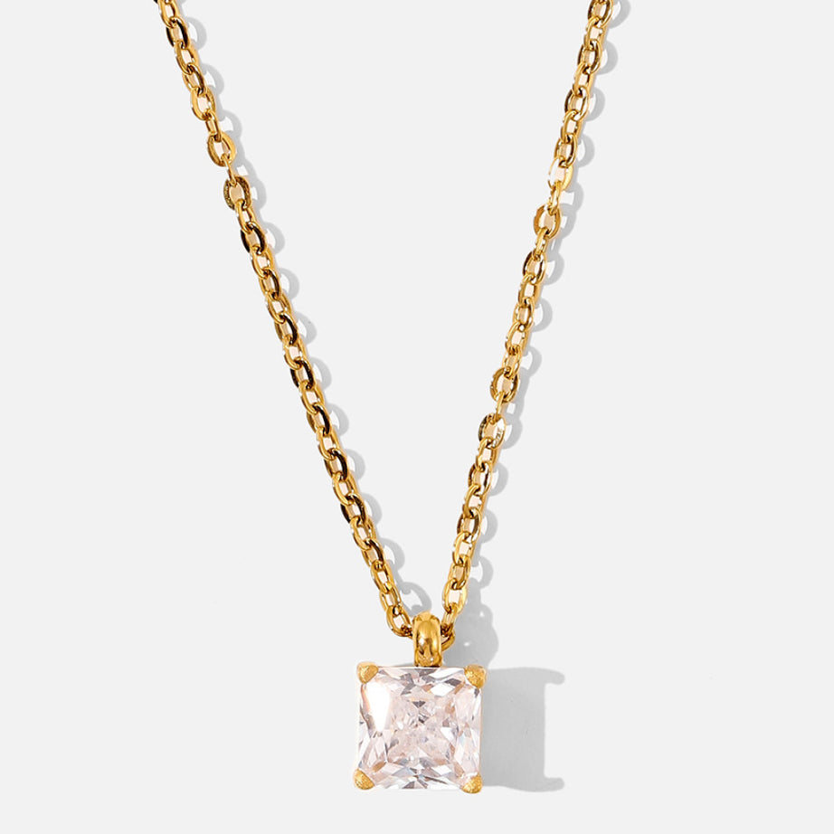 Rhinestone Pendant Gold-Plated Necklace