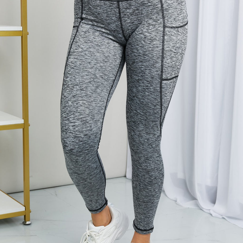 Rae Mode Full Size Heathered Wide Waistband Yoga Leggings