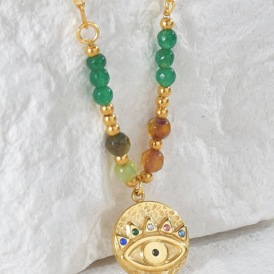 Evil Eye Design 18K Gold Plated Pendant Necklace