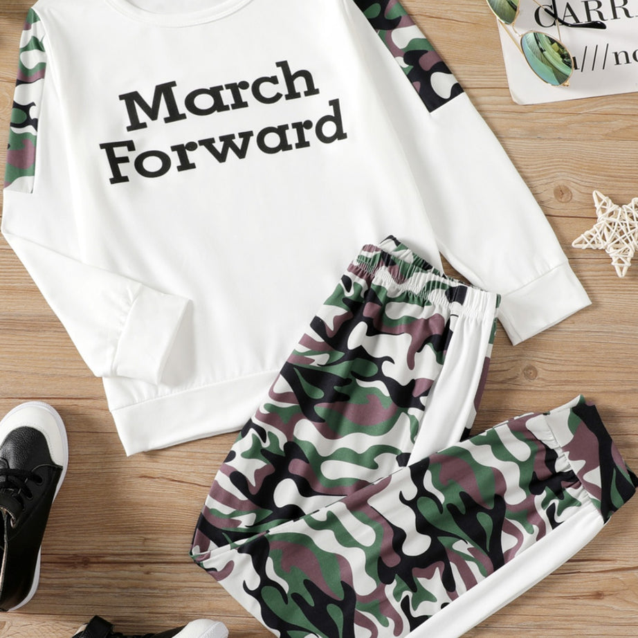 MARCH FORWARD Camouflage Top and Pants Set