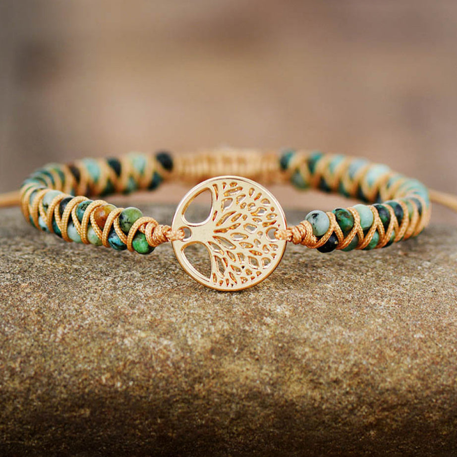 Handmade Tree Shape Beaded Copper Bracelet