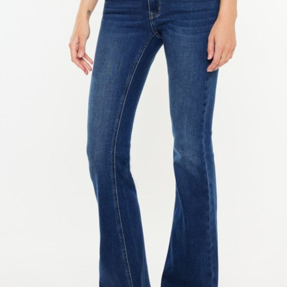 Kancan Cat's Whiskers Raw Hem Flare Jeans