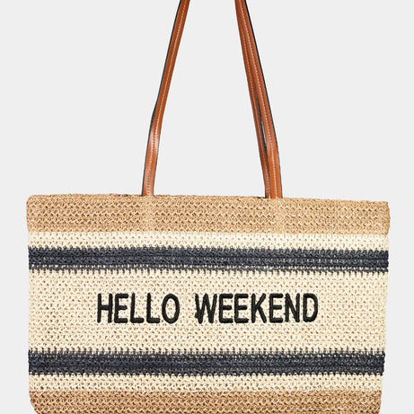 Fame Letter Graphic Striped Tote Bag