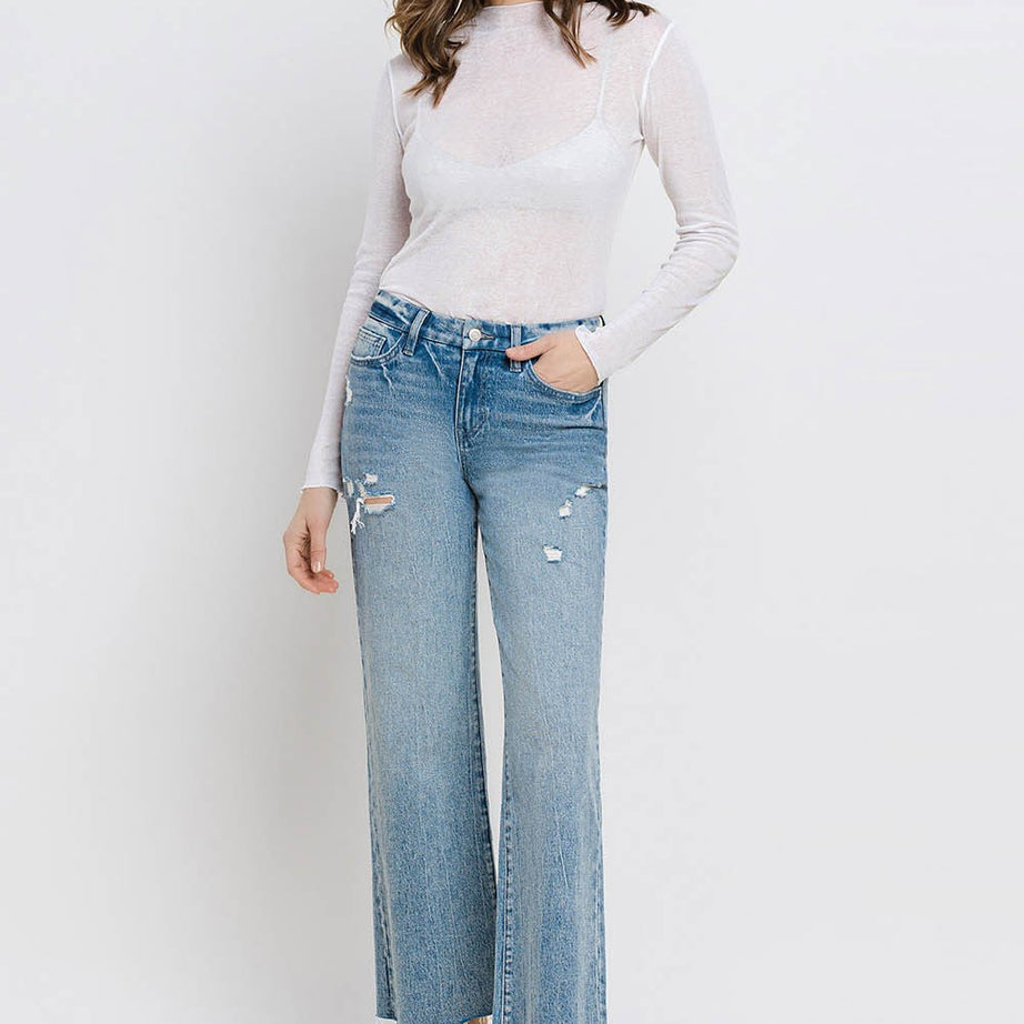 Vervet by Flying Monkey Mid Rise Crop Wide Leg Jeans