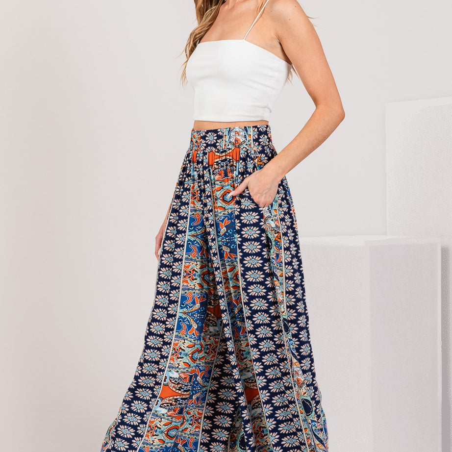 SAGE + FIG Bohemian Multi Geo Print Wide Leg Pants