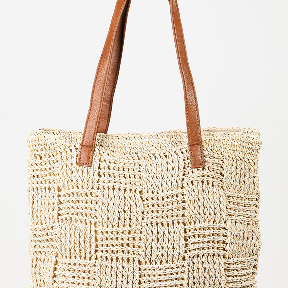 Fame Braided Faux Leather Strap Tote Bag