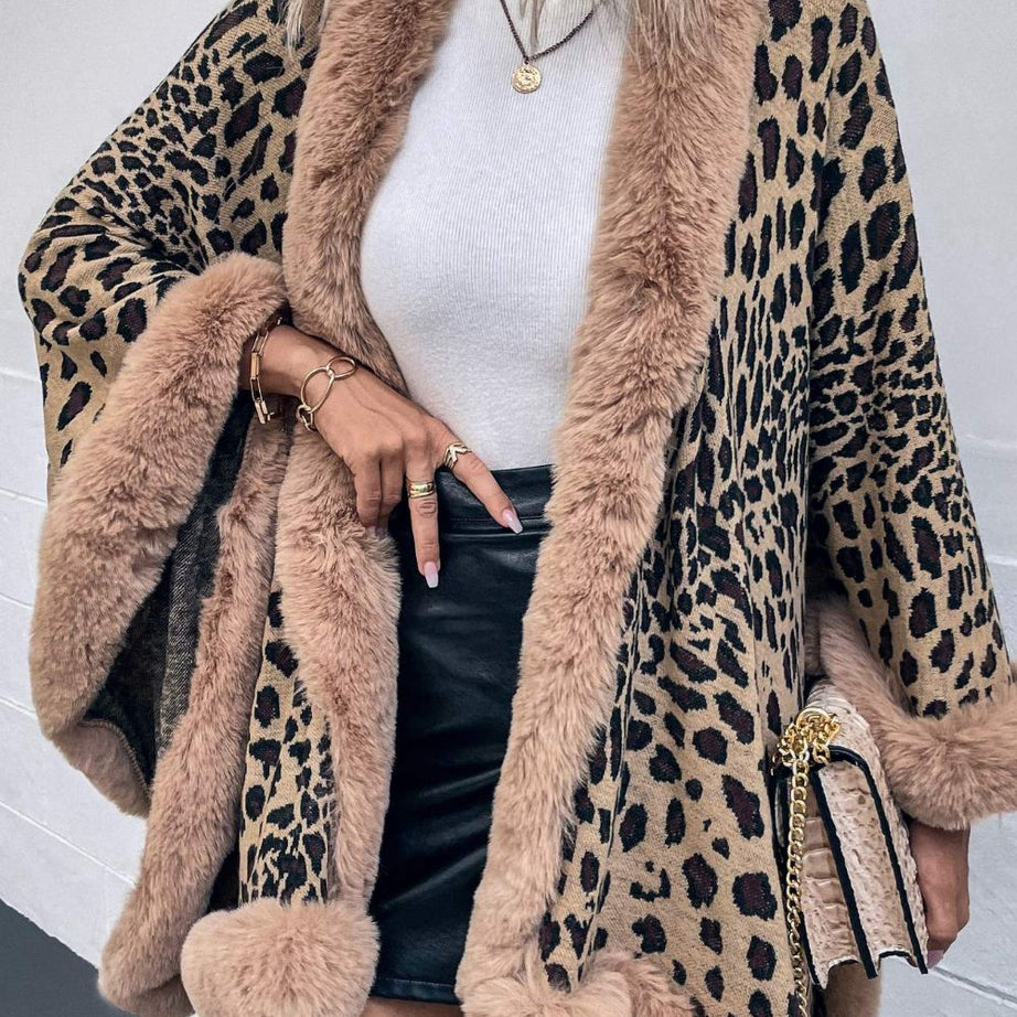 Leopard Open Front Poncho