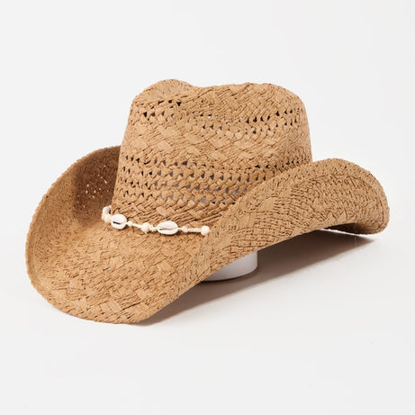 Fame Openwork Shell Weave Straw Hat