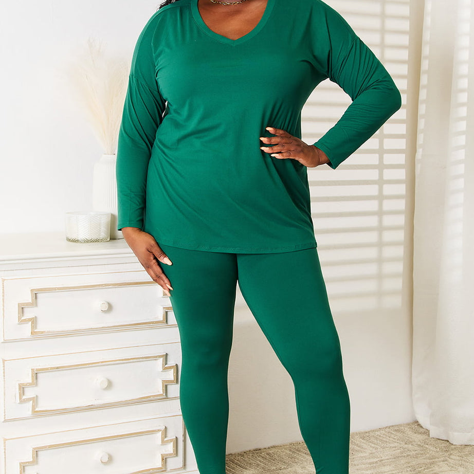 Zenana Lazy Days Full Size Long Sleeve Top and Leggings Set