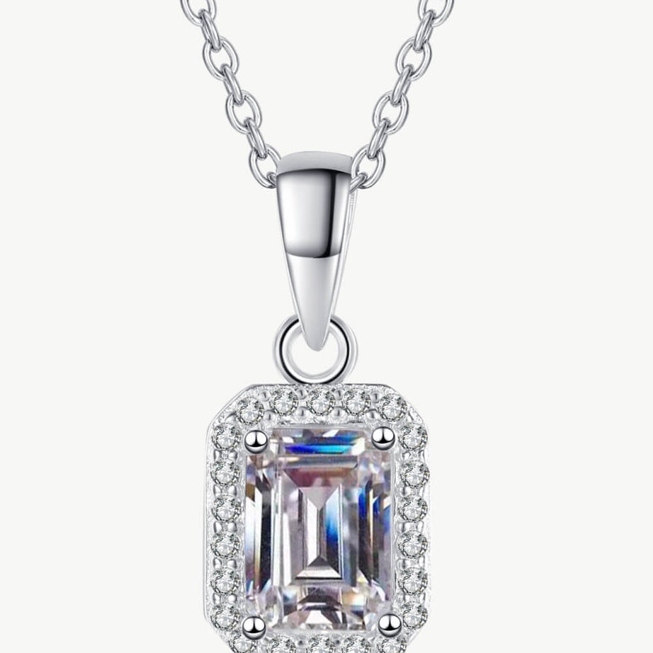 Square Moissanite Pendant Chain Necklace