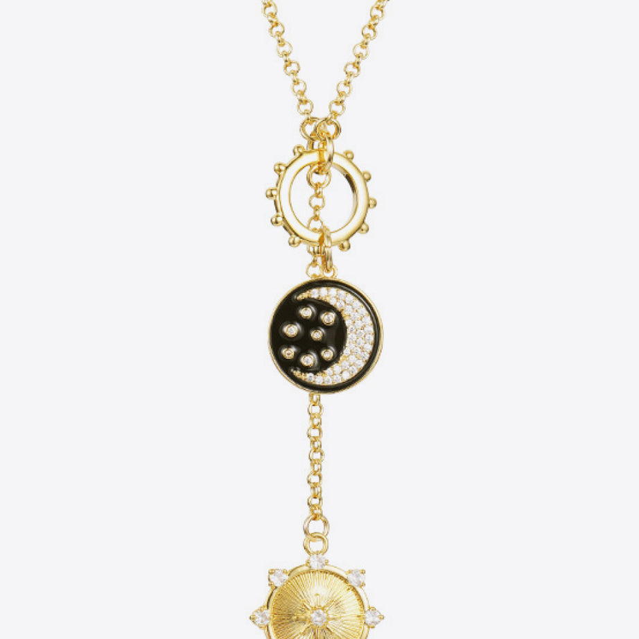 Zircon Sun and Moon Pendant Necklace