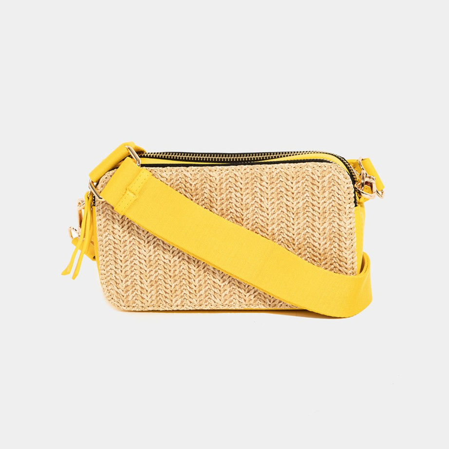 Fame Straw Contrast Crossbody Bag