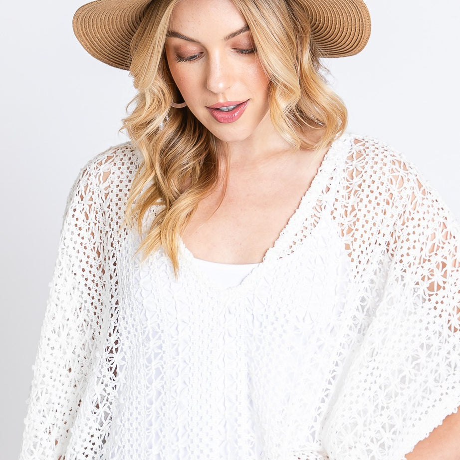 Fame Contrast Detail Wide Brim Straw Hat