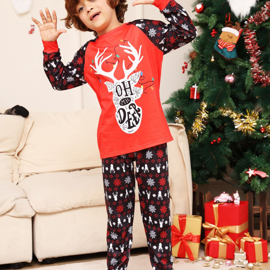 Reindeer Graphic Top and Pants Set