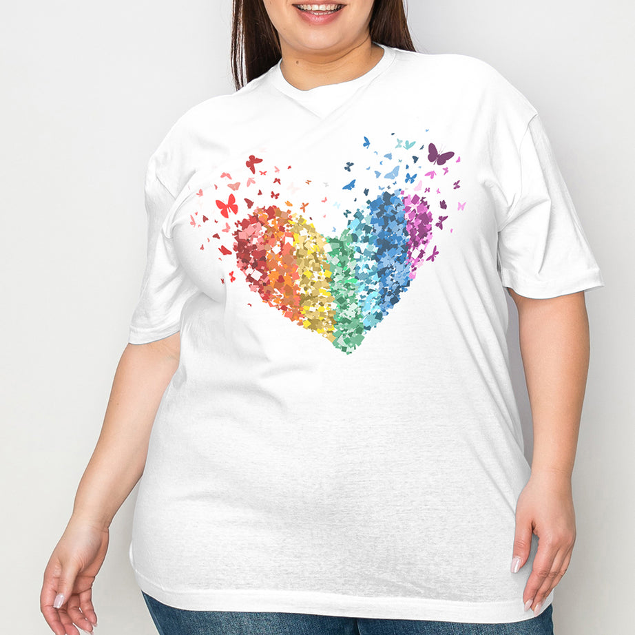 Simply Love Full Size Rainbow Heart Graphic T-Shirt