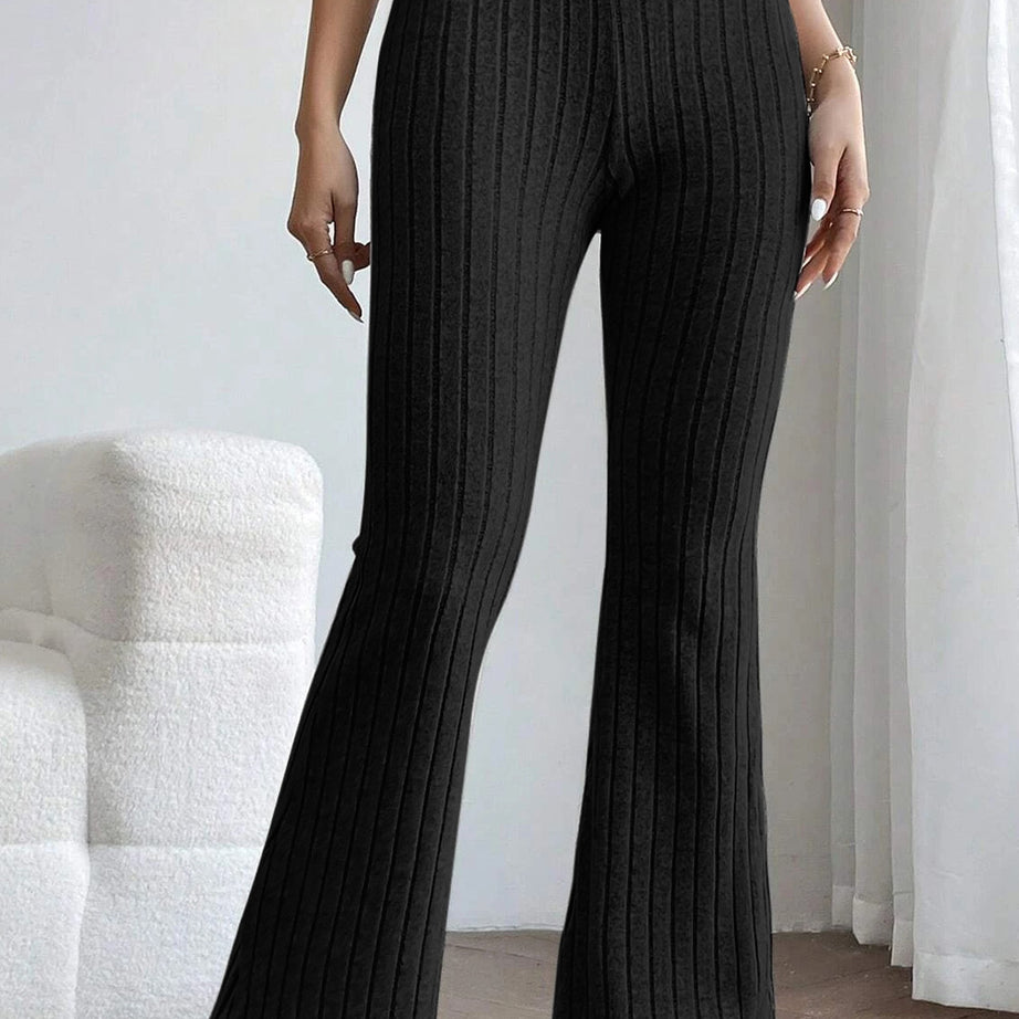 Basic Bae Full Size Ribbed High Waist Flare Pants