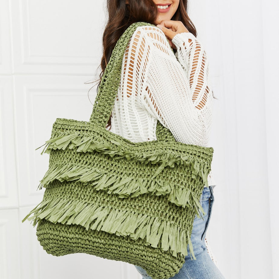 Fame The Last Straw Fringe Straw Tote Bag