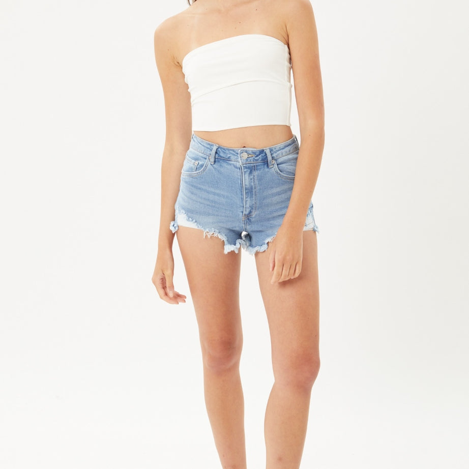 Love Tree Raw Hem Cat's Whisker Denim Shorts