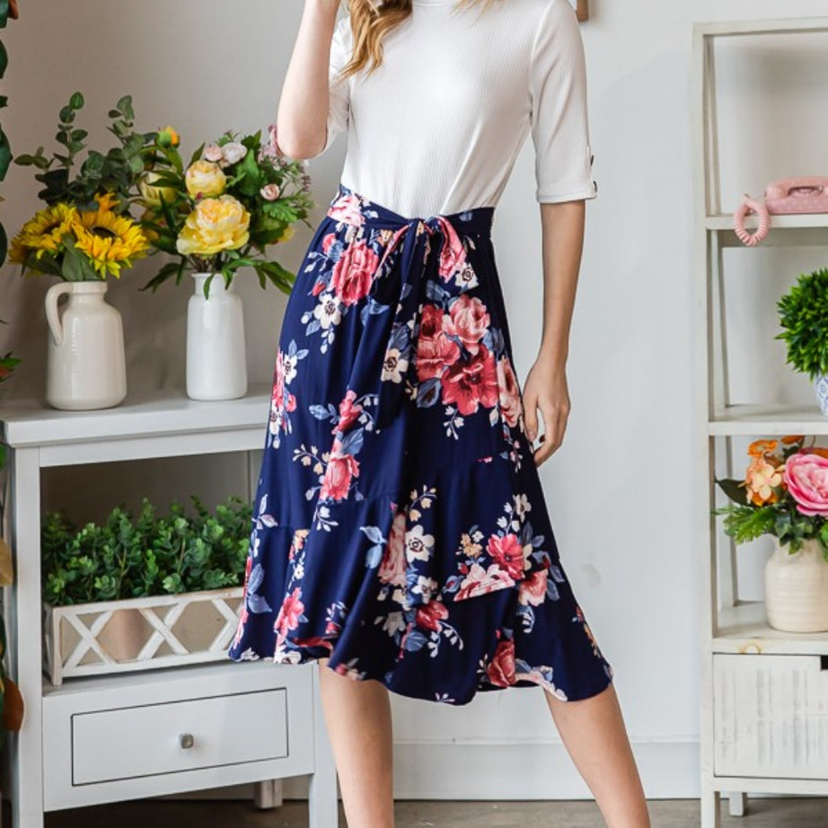 Reborn J Floral Wrap Ruffled Skirt