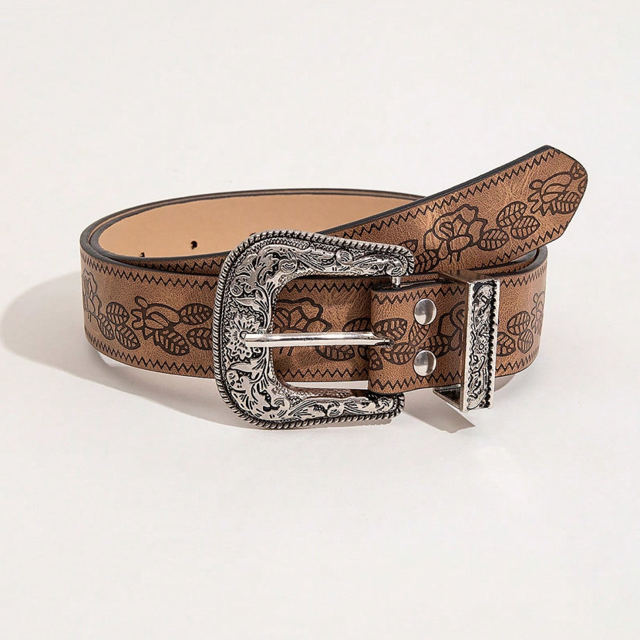 Floral PU Leather Belt