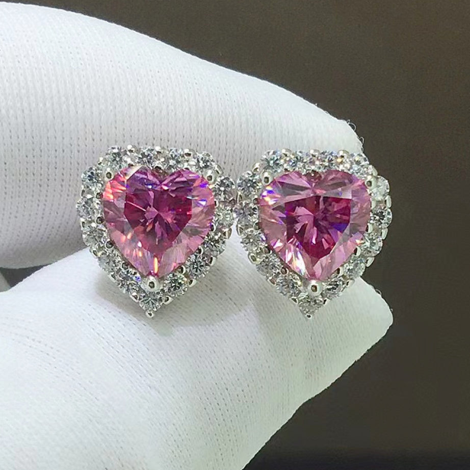 2 Carat Moissanite Heart-Shaped Earrings