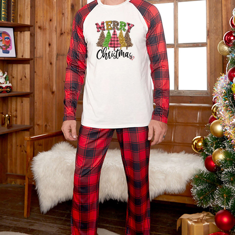 MERRY CHRISTMAS Graphic Top and Plaid Pants Set