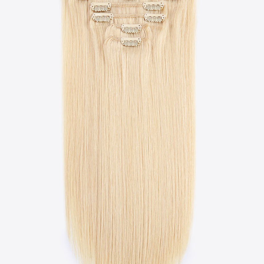 20" 120g Clip-in Hair Extensions Indian Human Hair in Blonde