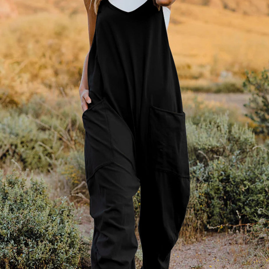 Double Take Full Size V-Neck Sleeveless Jumpsuit with Pockets