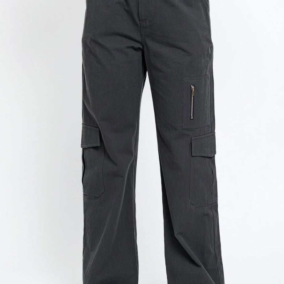 Le Lis High Waisted Wide Leg Cargo Pants with Pockets