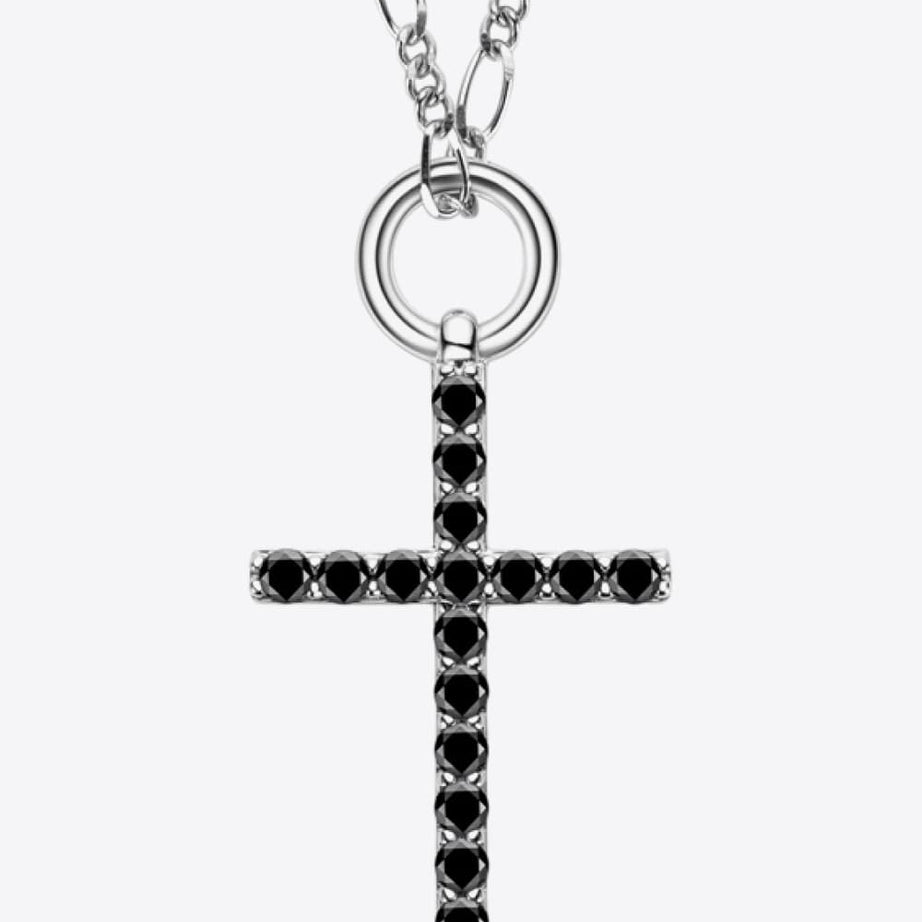 Moissanite Cross Pendant Platinum-Plated Necklace