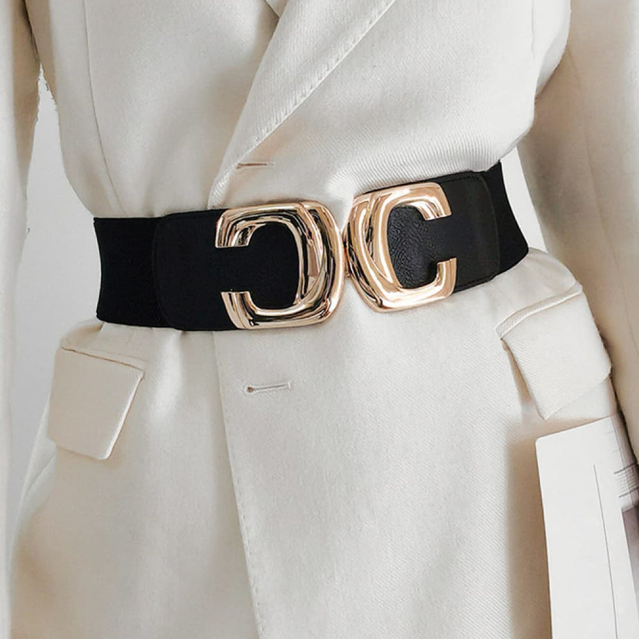 Zinc Alloy Buckle Elastic Wide Belt