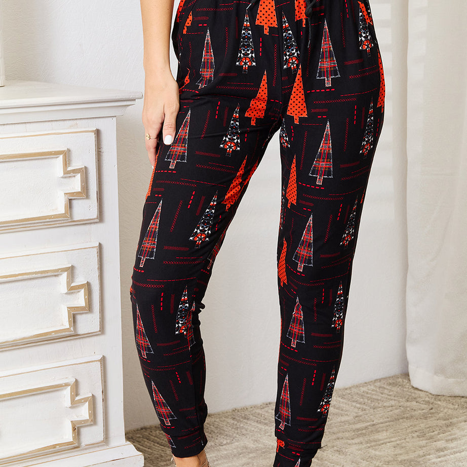 Leggings Depot Full Size Holiday Tree Print Joggers