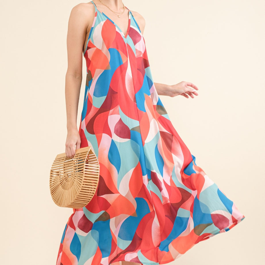 And the Why Printed Crisscross Back Cami Dress