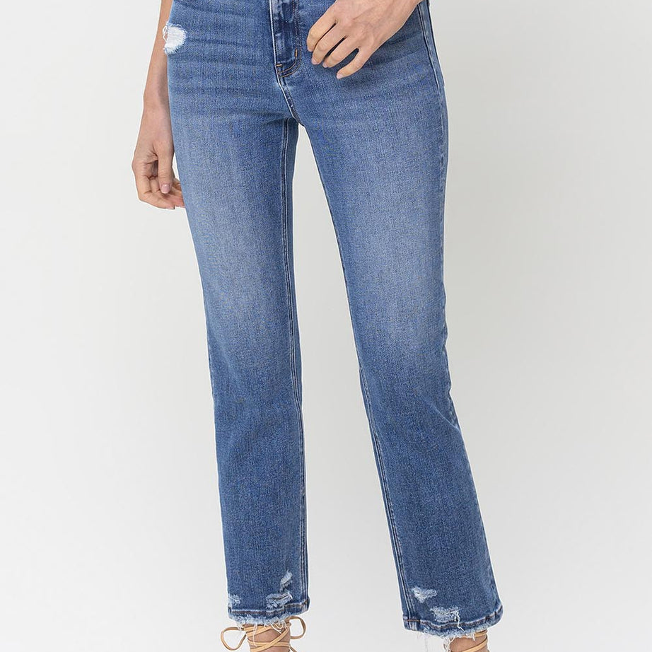 Lovervet High Rise Raw Hem Straight Jeans