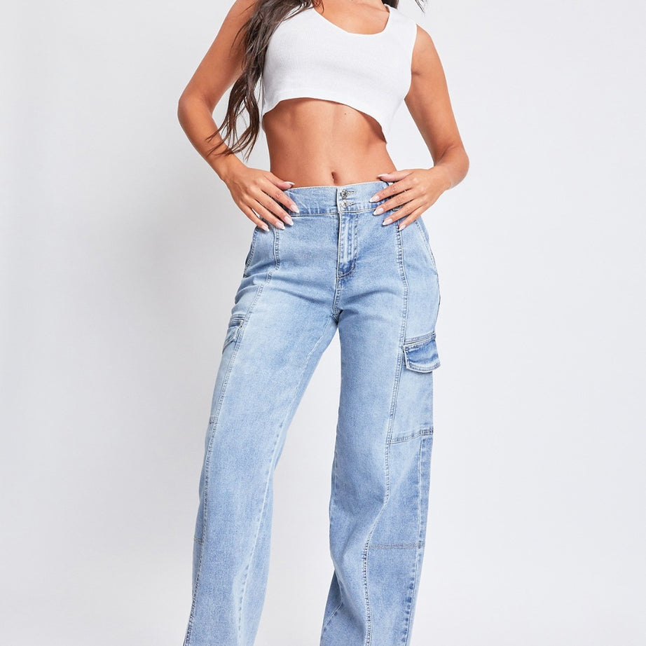 YMI Jeanswear High-Rise Straight Cargo Jeans