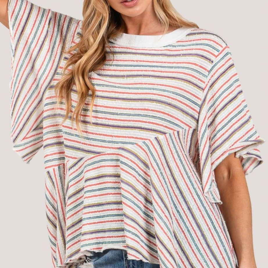 SAGE + FIG Full Size Round Neck Stripe Top