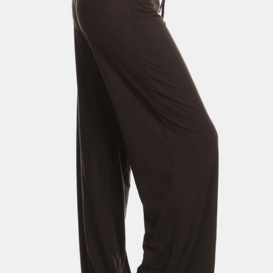 Leggings Depot High Waist Drawstring Wide Leg Pants