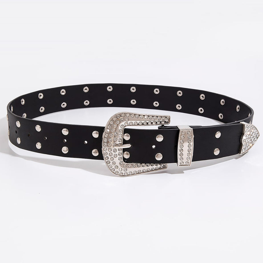 Double Row Studded PU Leather Belt