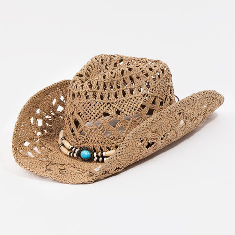 Fame Cutout Strap Weave Straw Hat