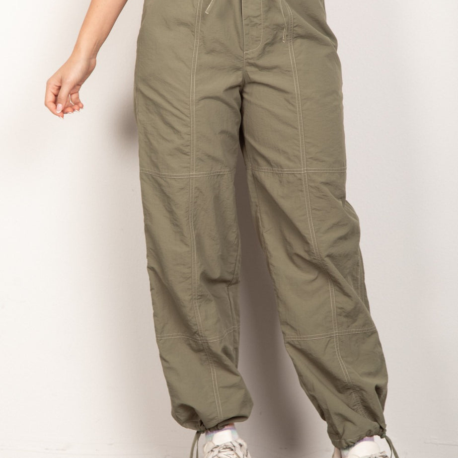 VERY J Drawstring Woven Parachute Joggers