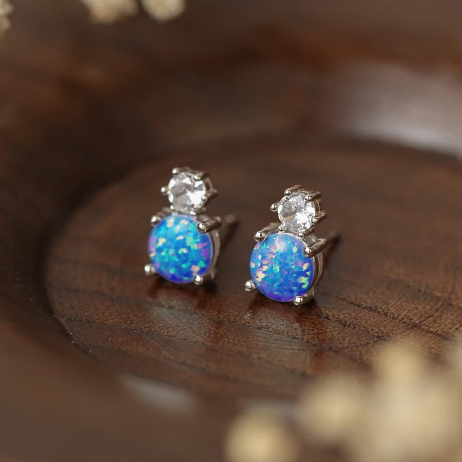 4-Prong Opal Stud Earrings