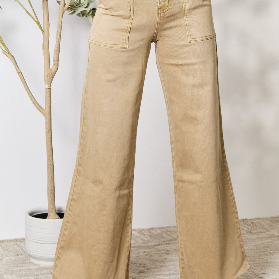 BAYEAS Raw Hem Wide Leg Jeans