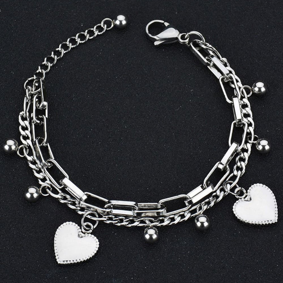 Heart Charm Stainless Steel Bracelet