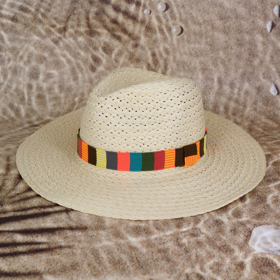 Fame Contrast Wide Brim Straw Hat