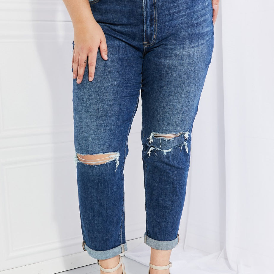 Vervet by Flying Monkey Full Size Distressed Cropped Jeans with Pockets