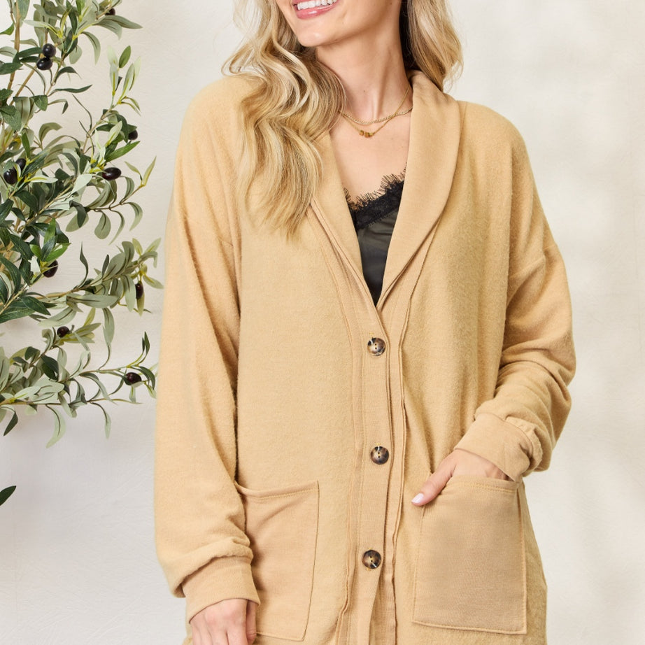 Heimish Full Size Button Up Long Sleeve Cardigan