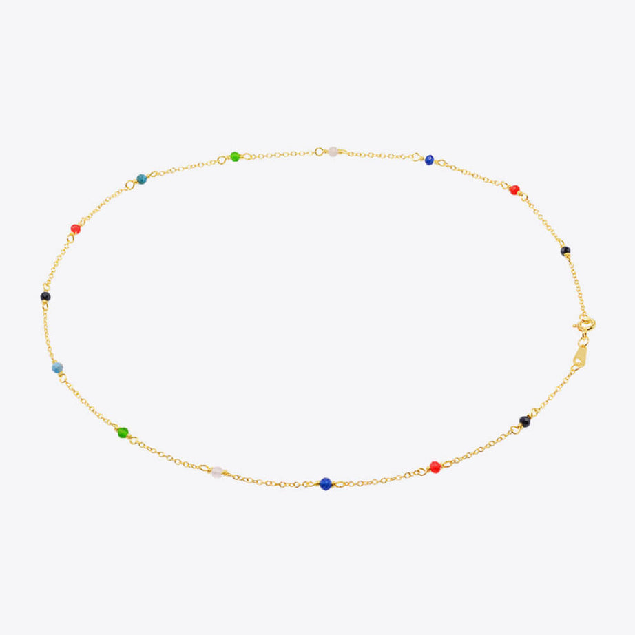 18K Gold-Plated Multicolored Bead Necklace