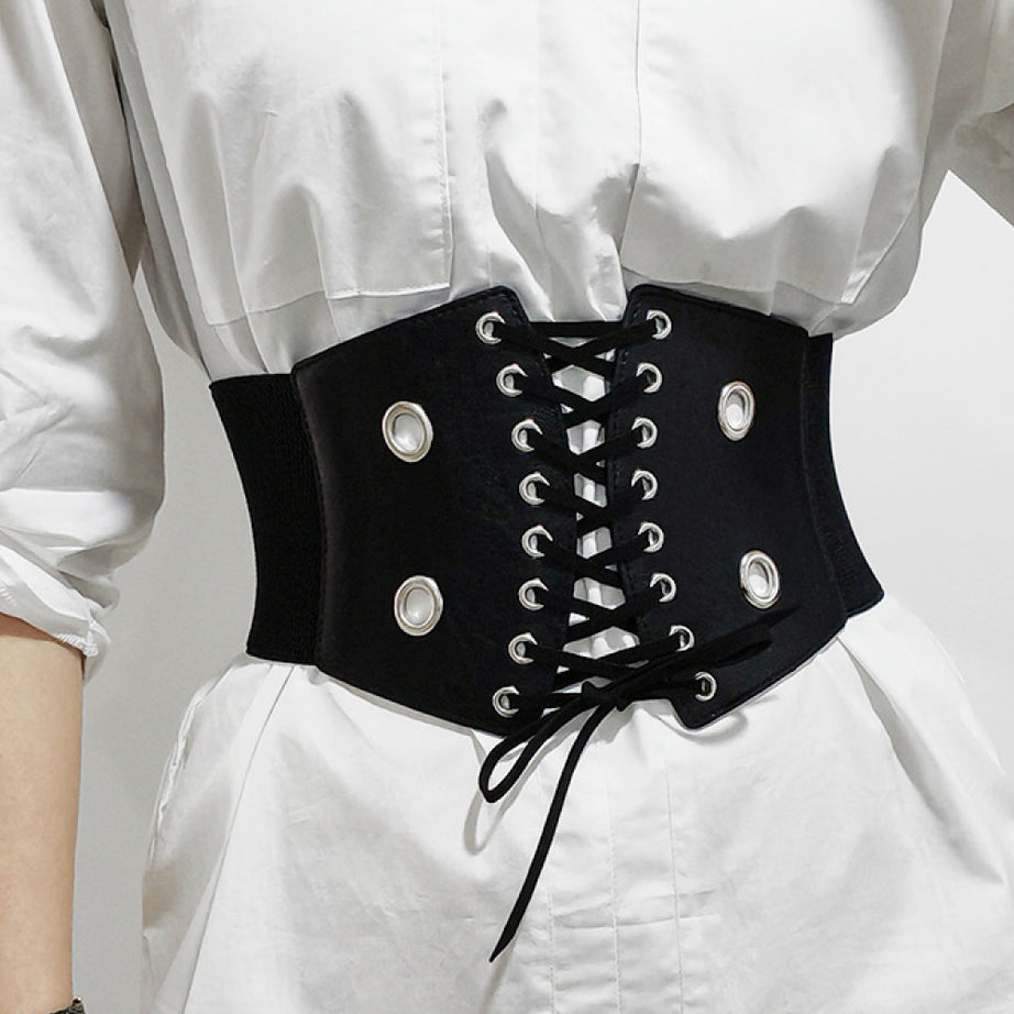 PU Leather Front Lace-Up Corset belt